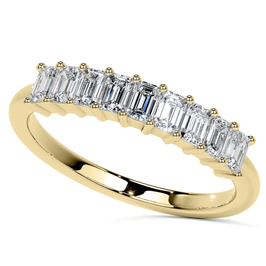 9-Stone 3x2mm Emerald Moissanite Anniversary Band