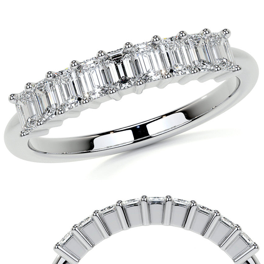 9-Stone 3x2mm Emerald Moissanite Anniversary Band