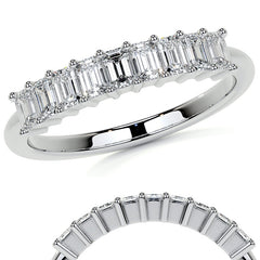 9-Stone 3x2mm Emerald Moissanite Anniversary Band