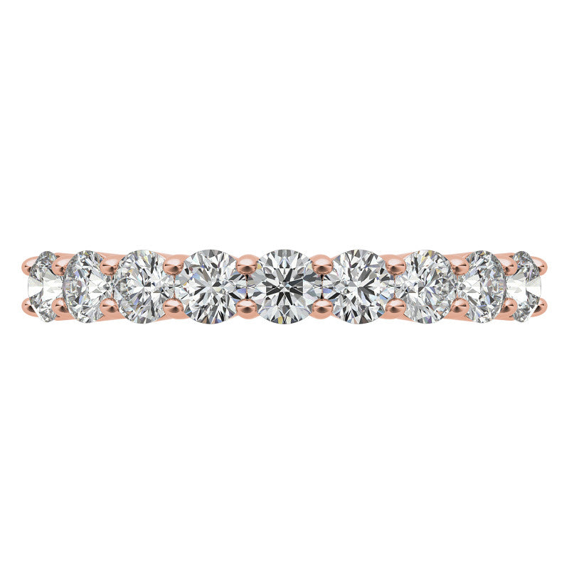 2.7mm 9-Stone Round Brilliant Moissanite Shared Prong Anniversary Band - 0.72ct