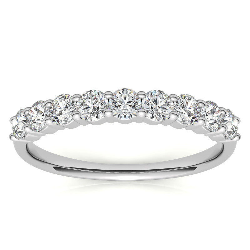 2.7mm 9-Stone Round Brilliant Moissanite Shared Prong Anniversary Band - 0.72ct