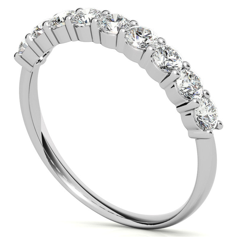 2.7mm 9-Stone Round Brilliant Moissanite Shared Prong Anniversary Band - 0.72ct