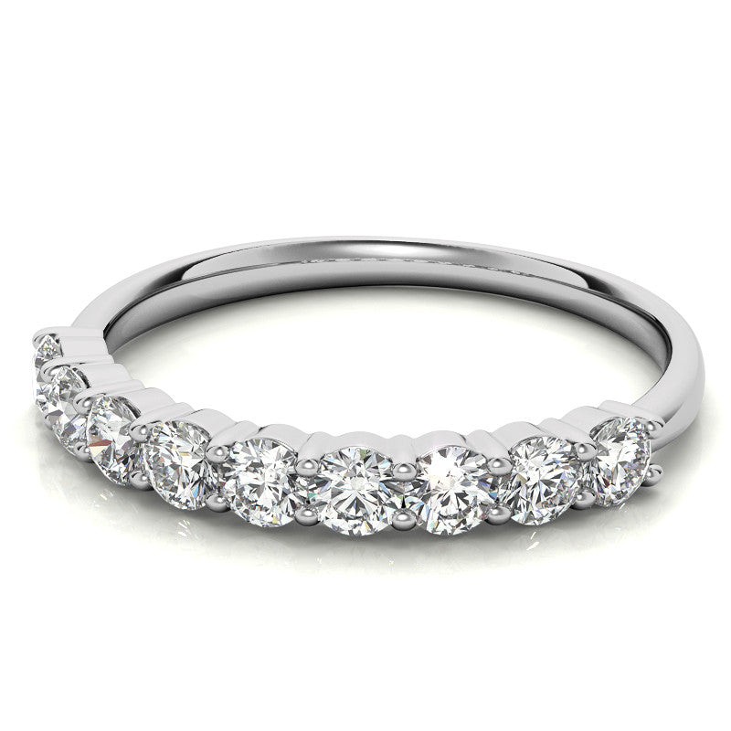 2.7mm 9-Stone Round Brilliant Moissanite Shared Prong Anniversary Band - 0.72ct