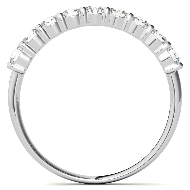 2.7mm 9-Stone Round Brilliant Moissanite Shared Prong Anniversary Band - 0.72ct