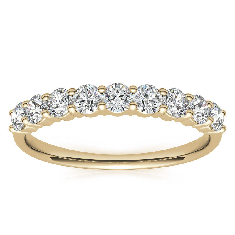 2.7mm 9-Stone Round Brilliant Moissanite Shared Prong Anniversary Band - 0.72ct