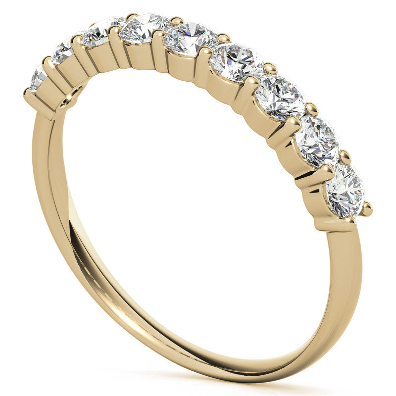 2.7mm 9-Stone Round Brilliant Moissanite Shared Prong Anniversary Band - 0.72ct