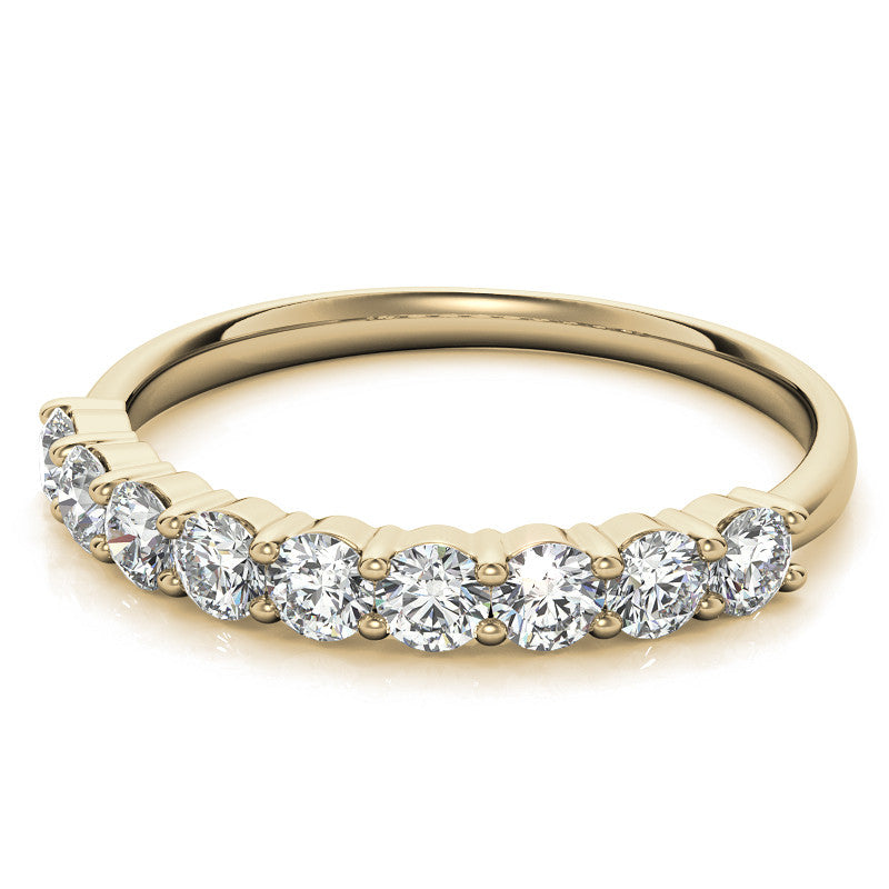 2.7mm 9-Stone Round Brilliant Moissanite Shared Prong Anniversary Band - 0.72ct
