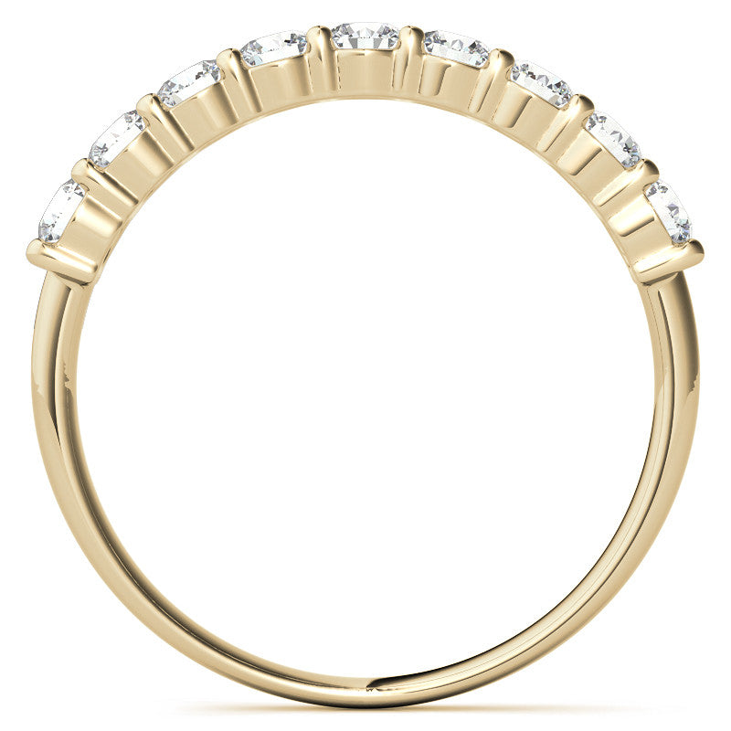 2.7mm 9-Stone Round Brilliant Moissanite Shared Prong Anniversary Band - 0.72ct