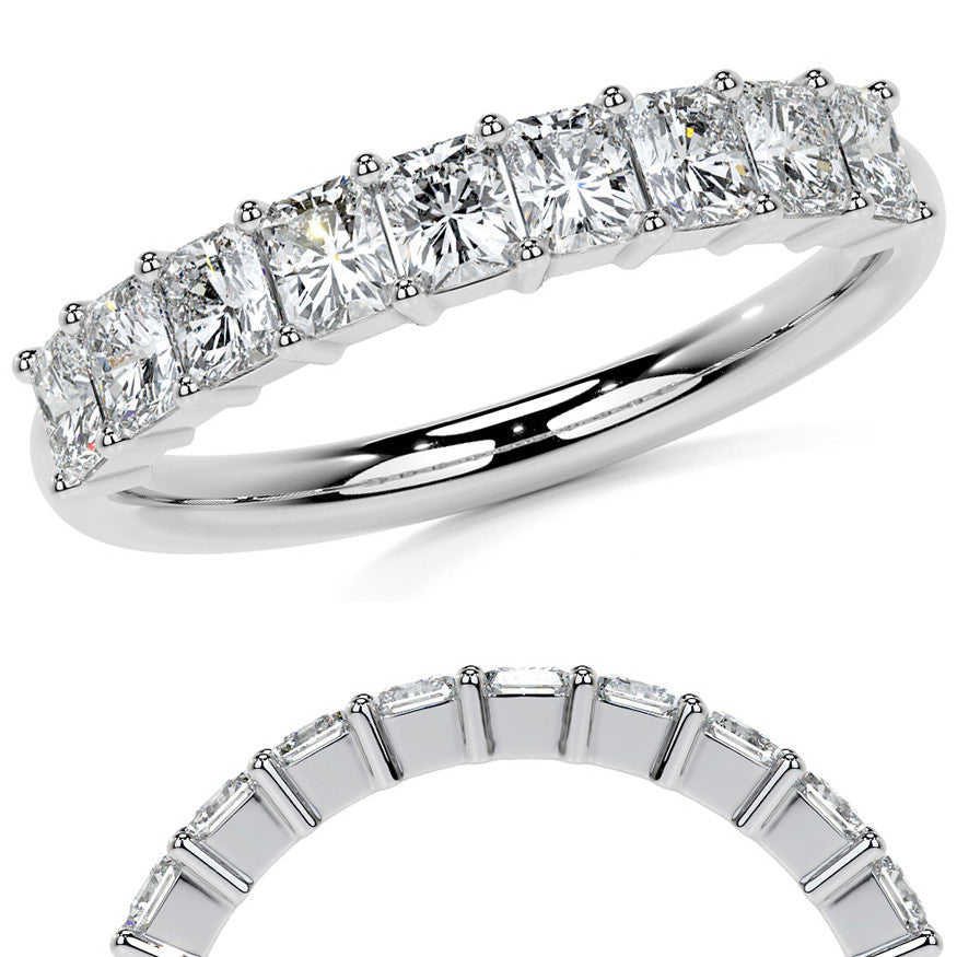 9-Stone 3x2.5mm Radiant Moissanite Anniversary Band