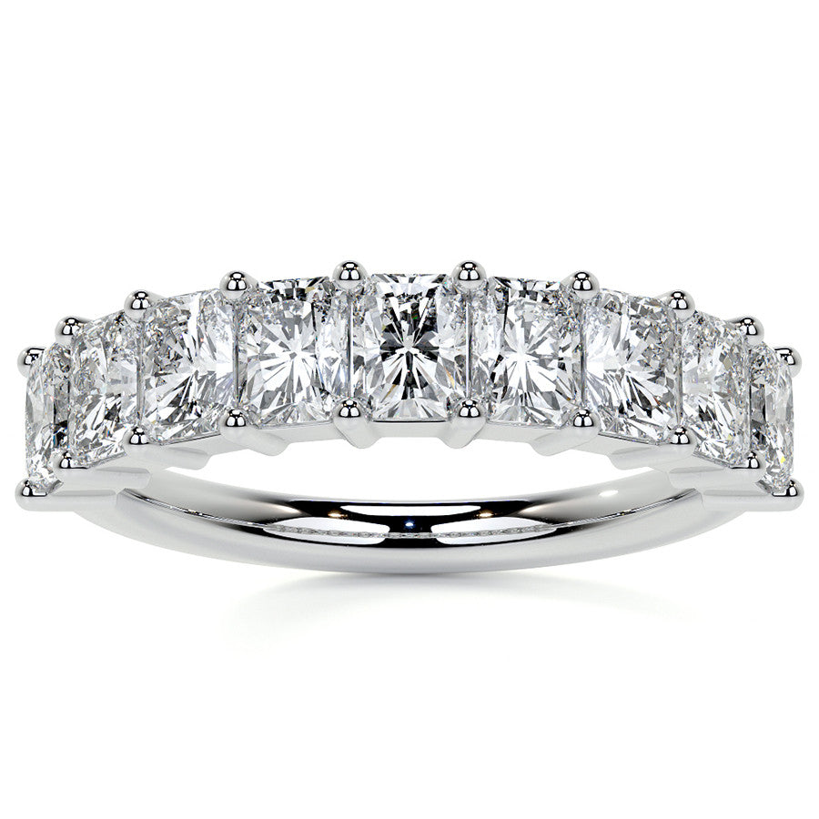 9-Stone 4x3mm Emerald / Radiant Moissanite Anniversary Band