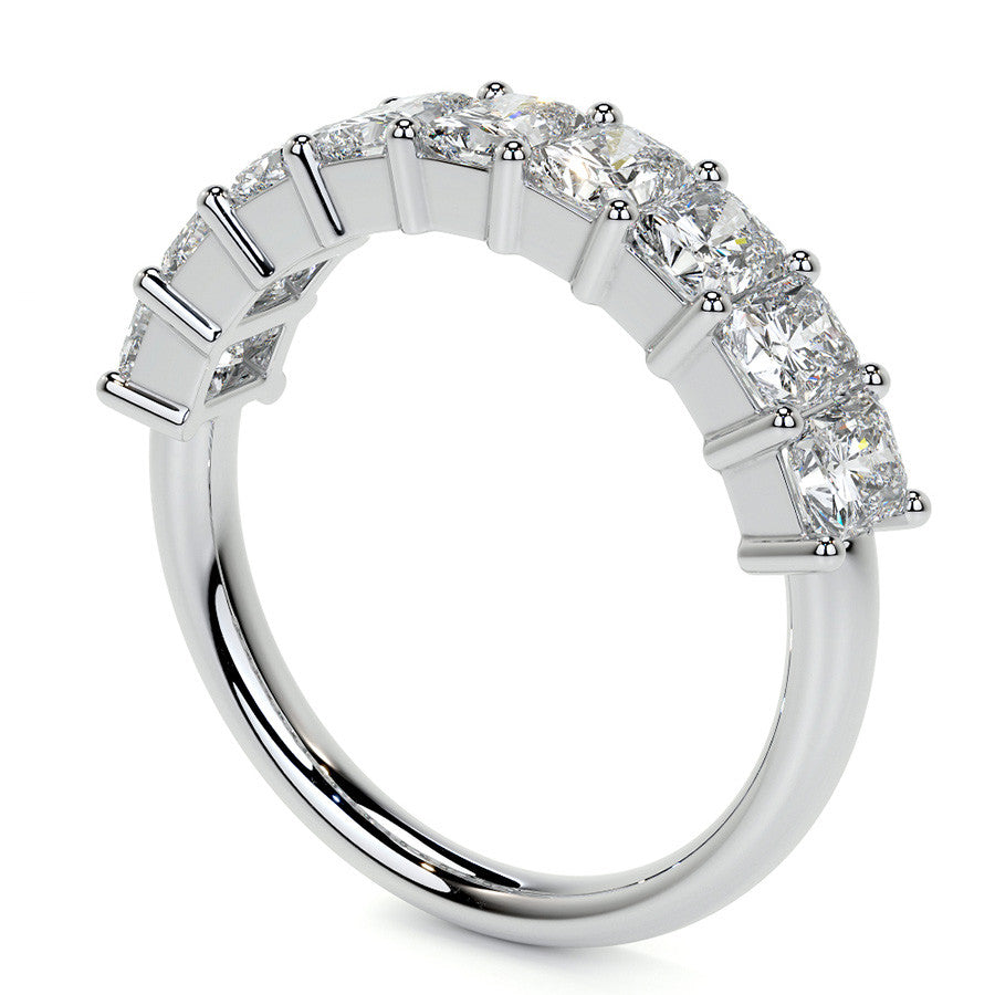 9-Stone 4x3mm Emerald / Radiant Moissanite Anniversary Band