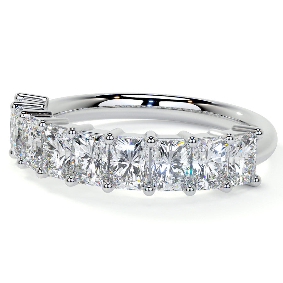 9-Stone 4x3mm Emerald / Radiant Moissanite Anniversary Band