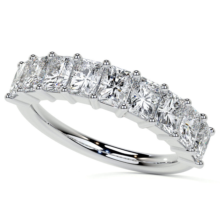 9-Stone 4x3mm Emerald / Radiant Moissanite Anniversary Band