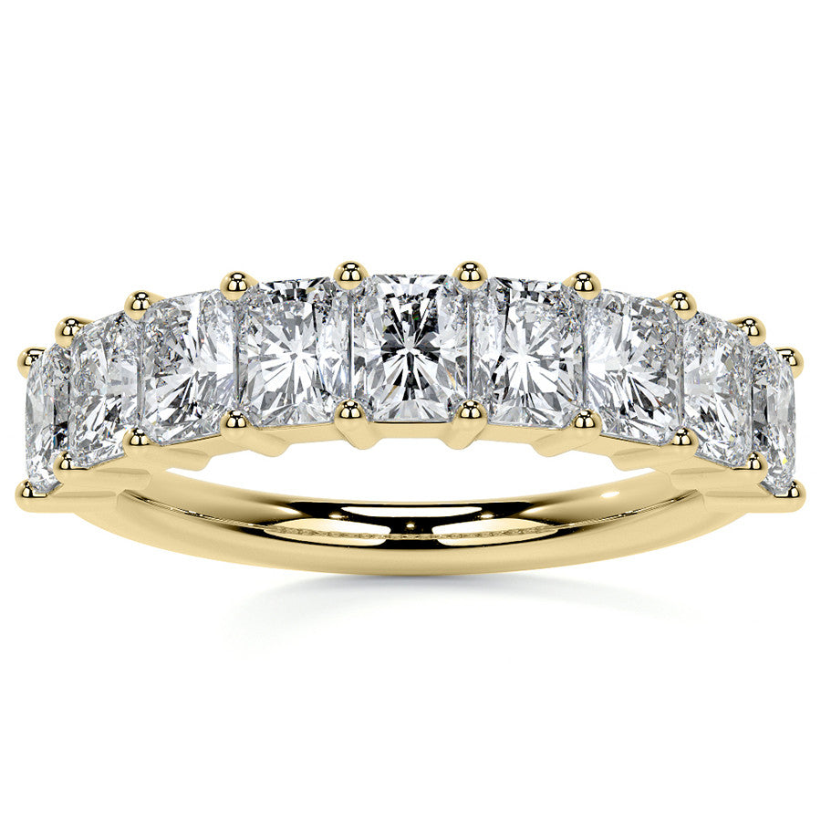 9-Stone 4x3mm Emerald / Radiant Moissanite Anniversary Band