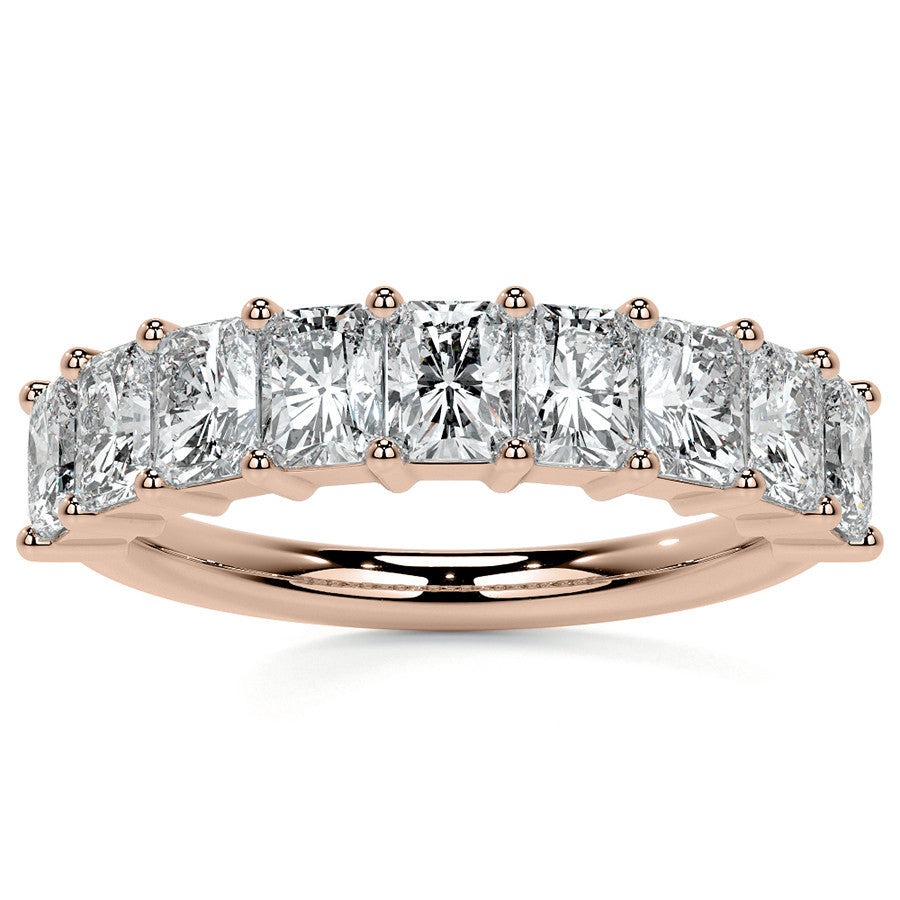 9-Stone 4x3mm Emerald / Radiant Moissanite Anniversary Band