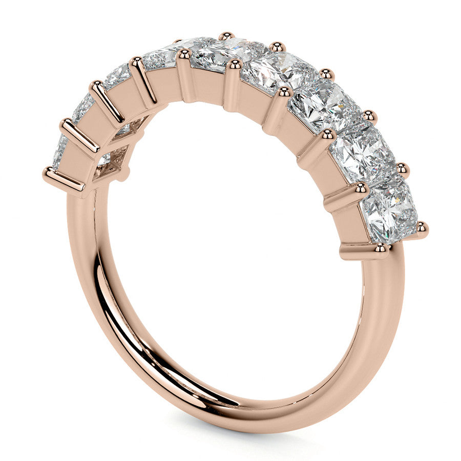 9-Stone 4x3mm Emerald / Radiant Moissanite Anniversary Band