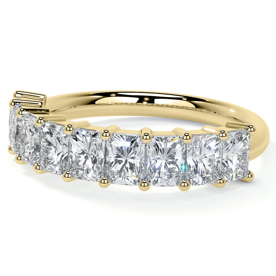 9-Stone 4x3mm Emerald / Radiant Moissanite Anniversary Band