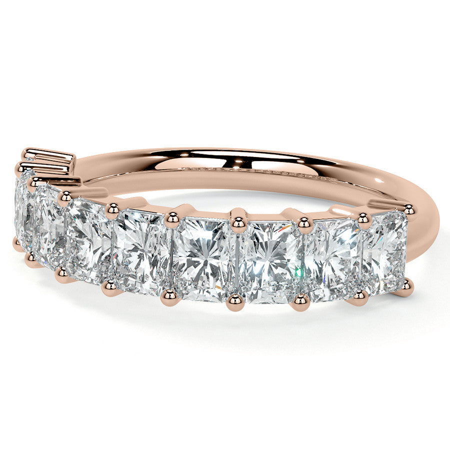 9-Stone 4x3mm Emerald / Radiant Moissanite Anniversary Band