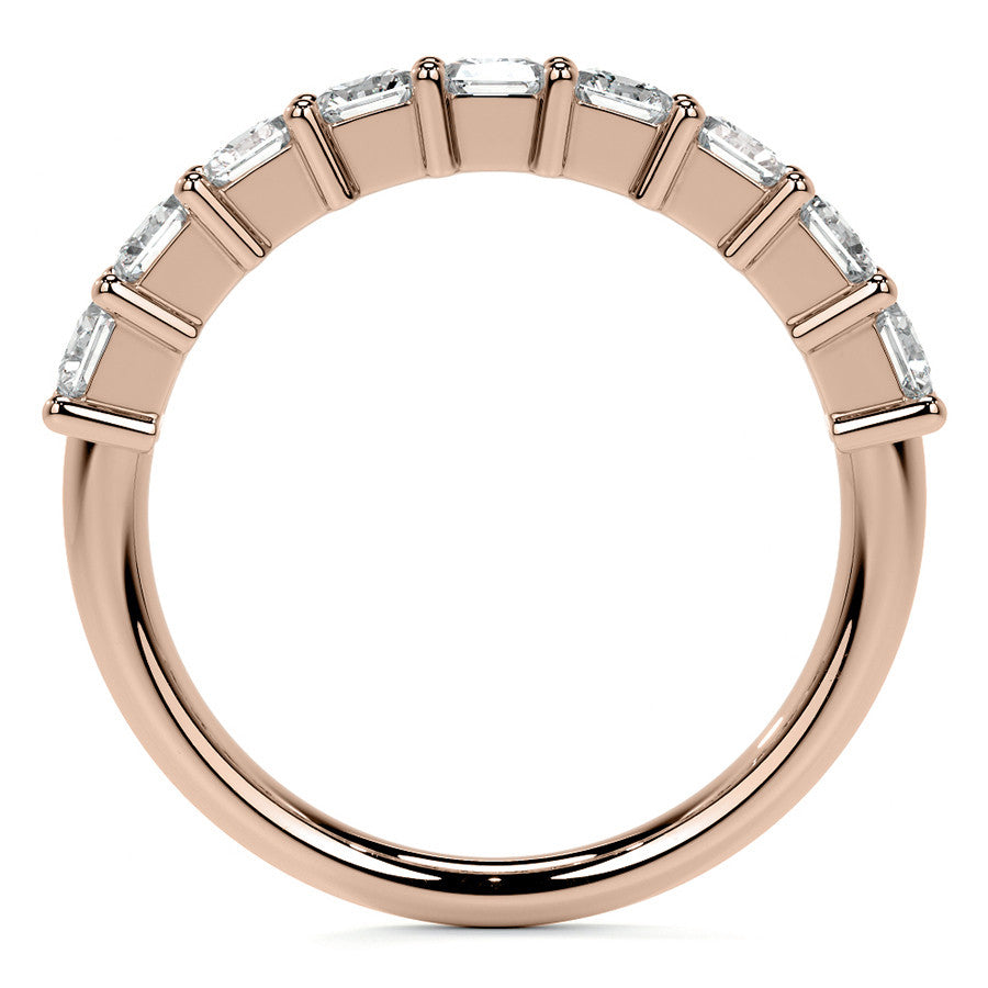 9-Stone 4x3mm Emerald / Radiant Moissanite Anniversary Band