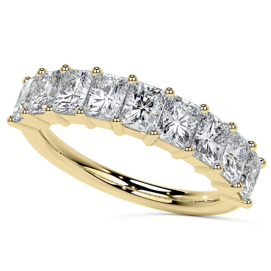 9-Stone 4x3mm Emerald / Radiant Moissanite Anniversary Band