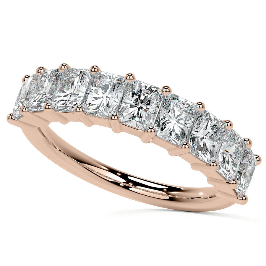 9-Stone 4x3mm Emerald / Radiant Moissanite Anniversary Band