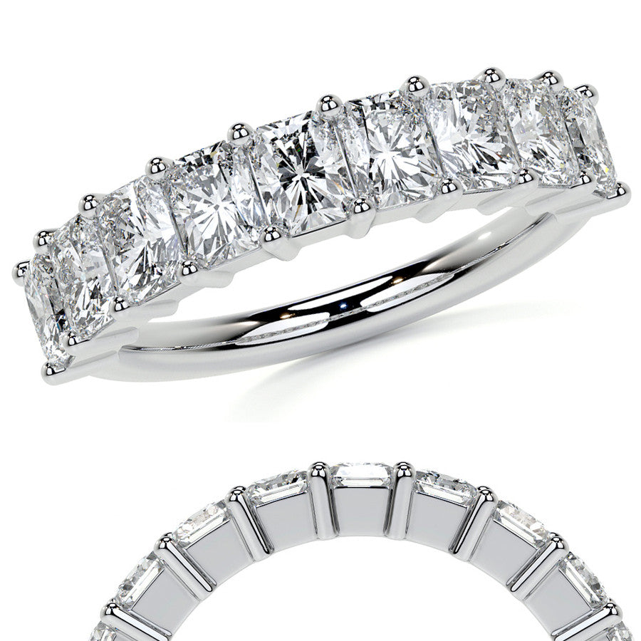 9-Stone 4x3mm Emerald / Radiant Moissanite Anniversary Band