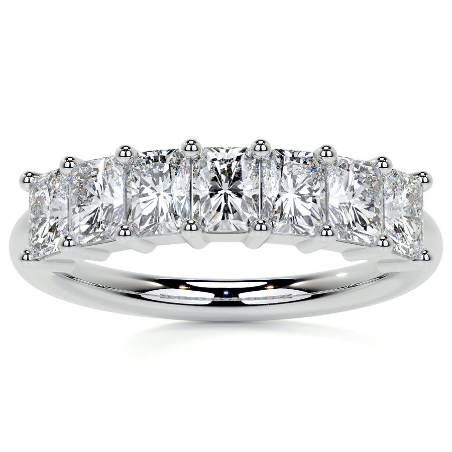 7-Stone 4x3mm Emerald / Radiant Moissanite Anniversary Band