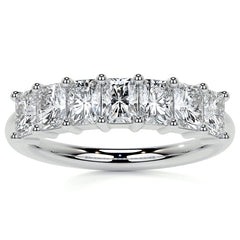 7-Stone 4x3mm Emerald / Radiant Moissanite Anniversary Band