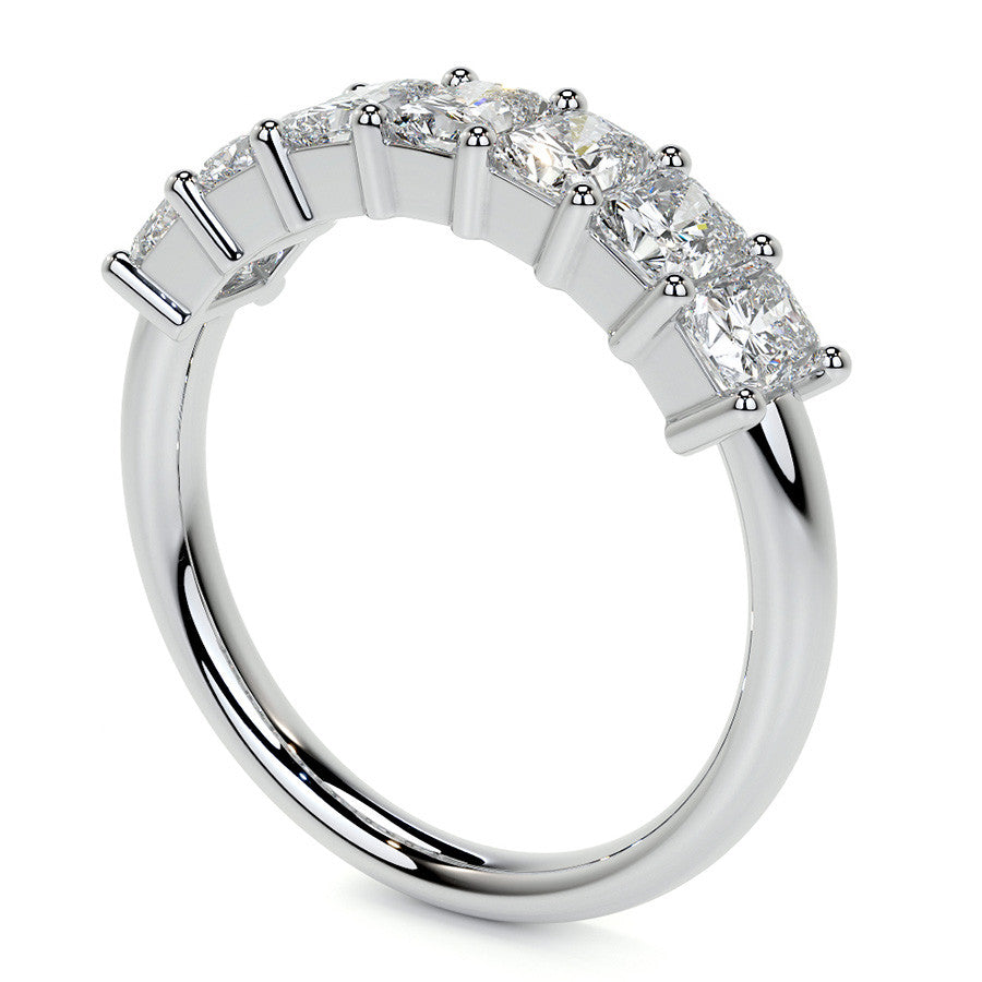 7-Stone 4x3mm Emerald / Radiant Moissanite Anniversary Band