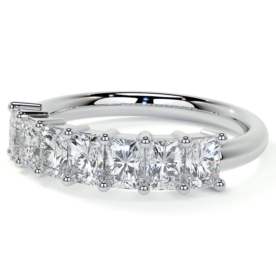 7-Stone 4x3mm Emerald / Radiant Moissanite Anniversary Band