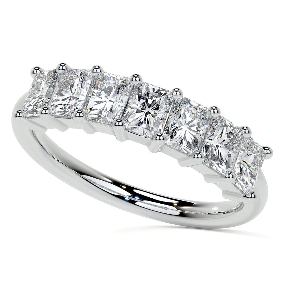 7-Stone 4x3mm Emerald / Radiant Moissanite Anniversary Band