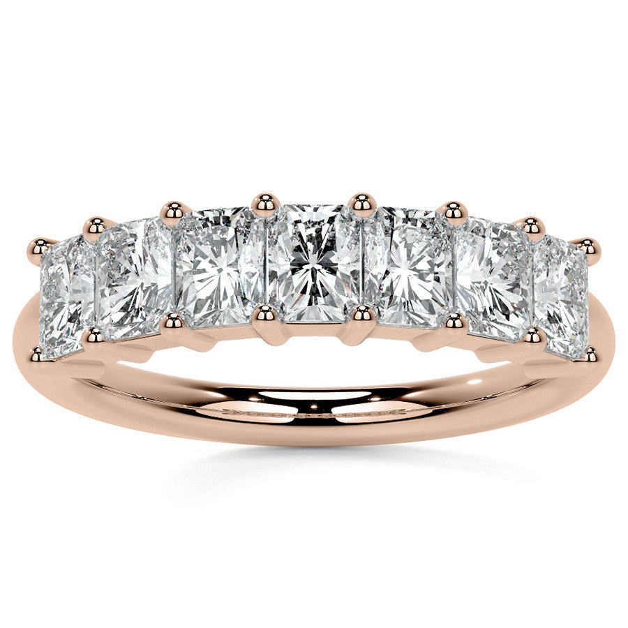 7-Stone 4x3mm Emerald / Radiant Moissanite Anniversary Band