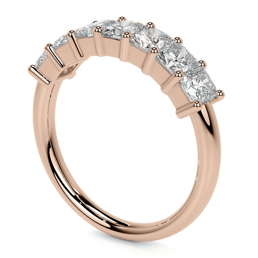 7-Stone 4x3mm Emerald / Radiant Moissanite Anniversary Band