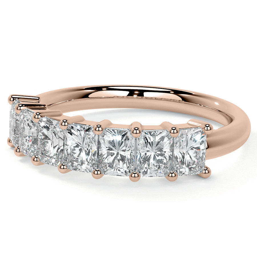 7-Stone 4x3mm Emerald / Radiant Moissanite Anniversary Band