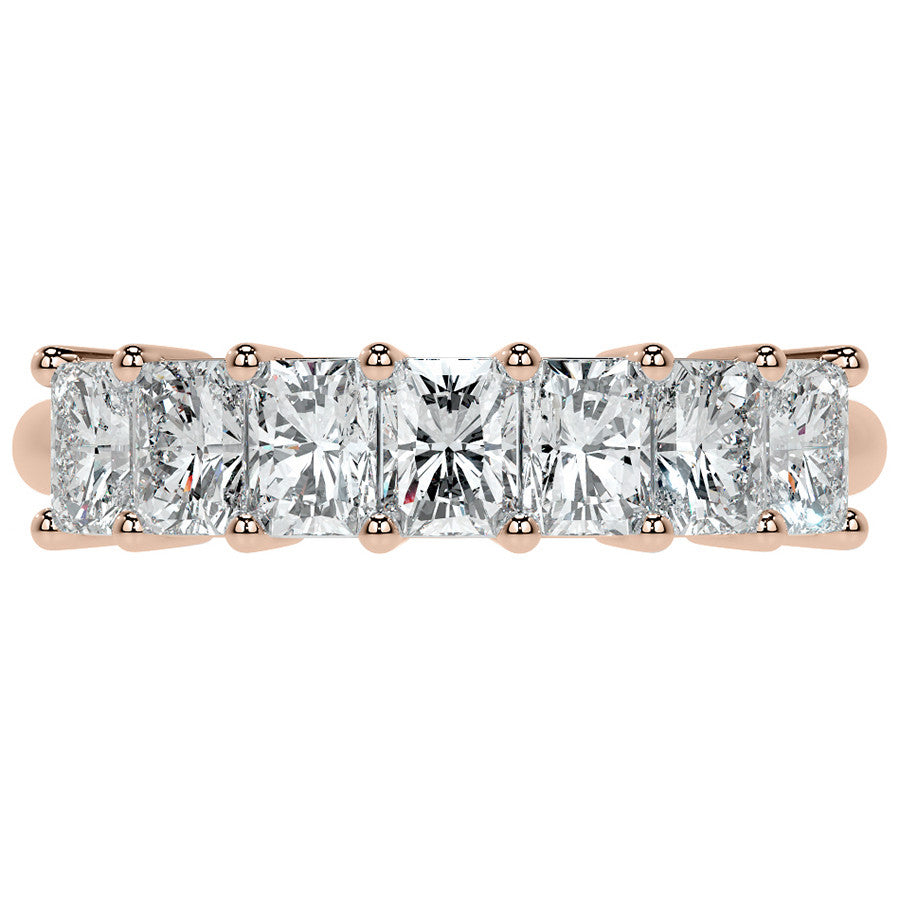 7-Stone 4x3mm Emerald / Radiant Moissanite Anniversary Band