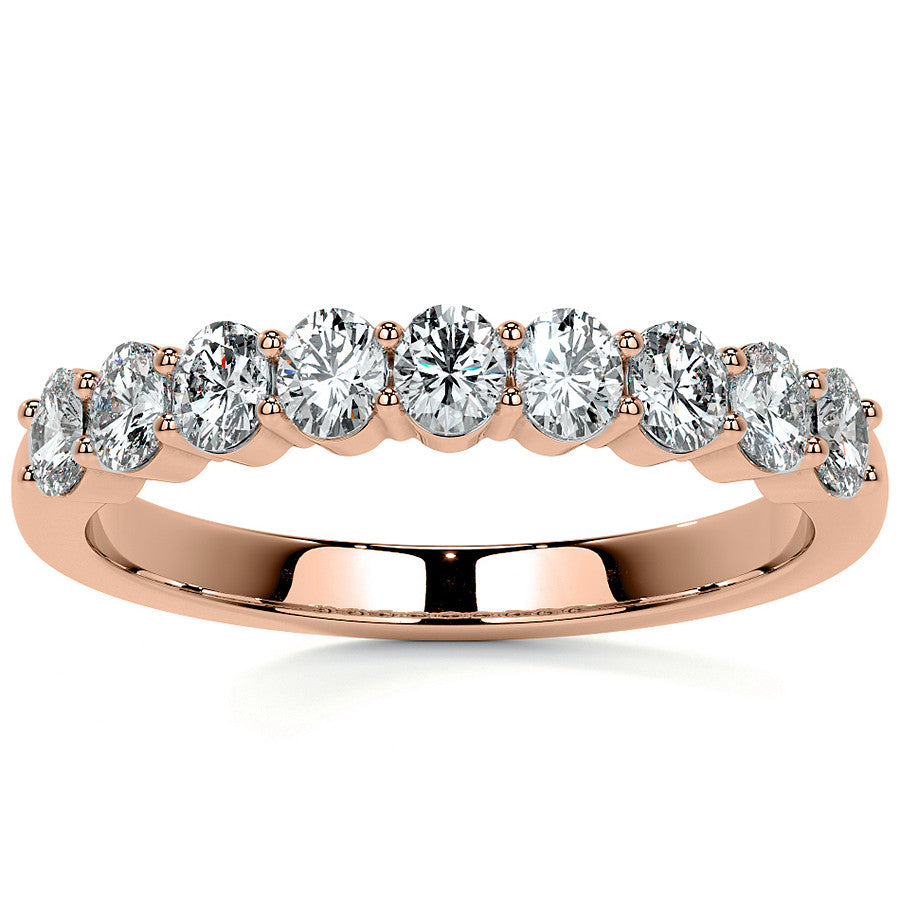 3x2.5mm 9-Stone Oval Shared Prong Moissanite Anniversary Band