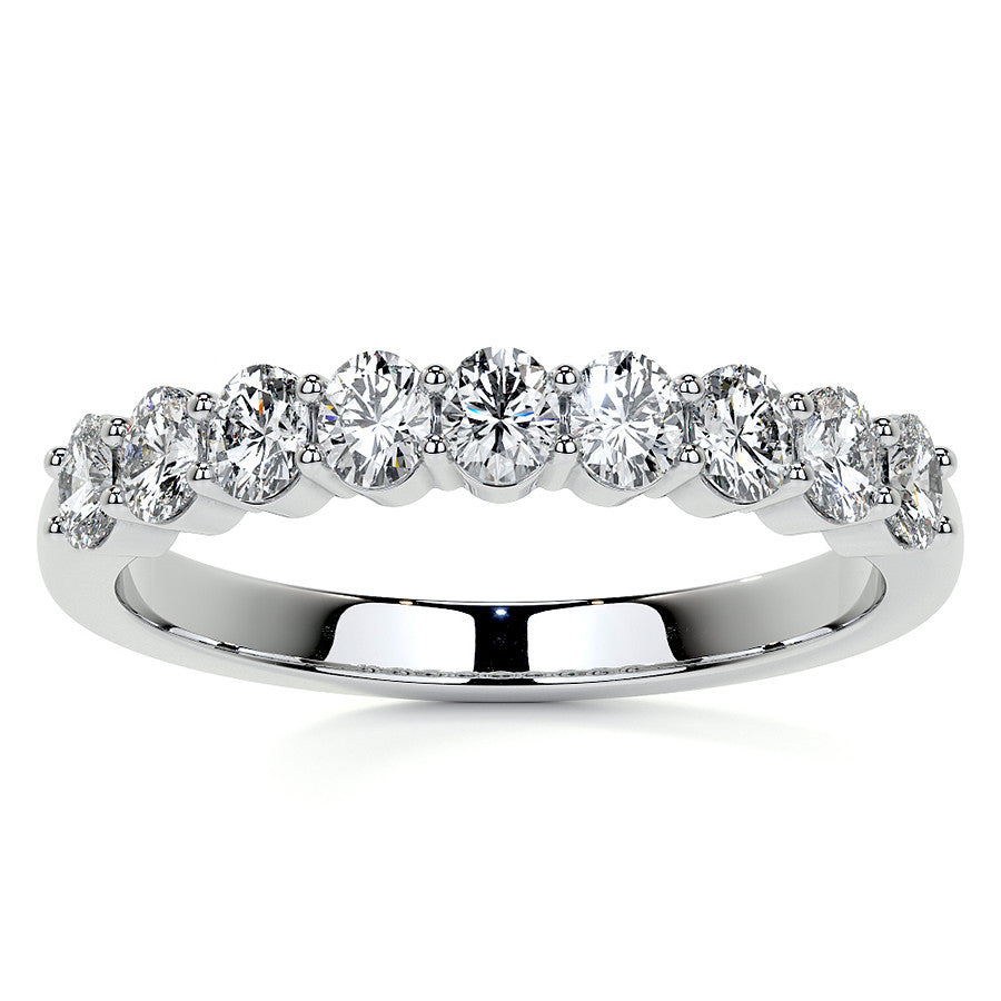 3x2.5mm 9-Stone Oval Shared Prong Moissanite Anniversary Band