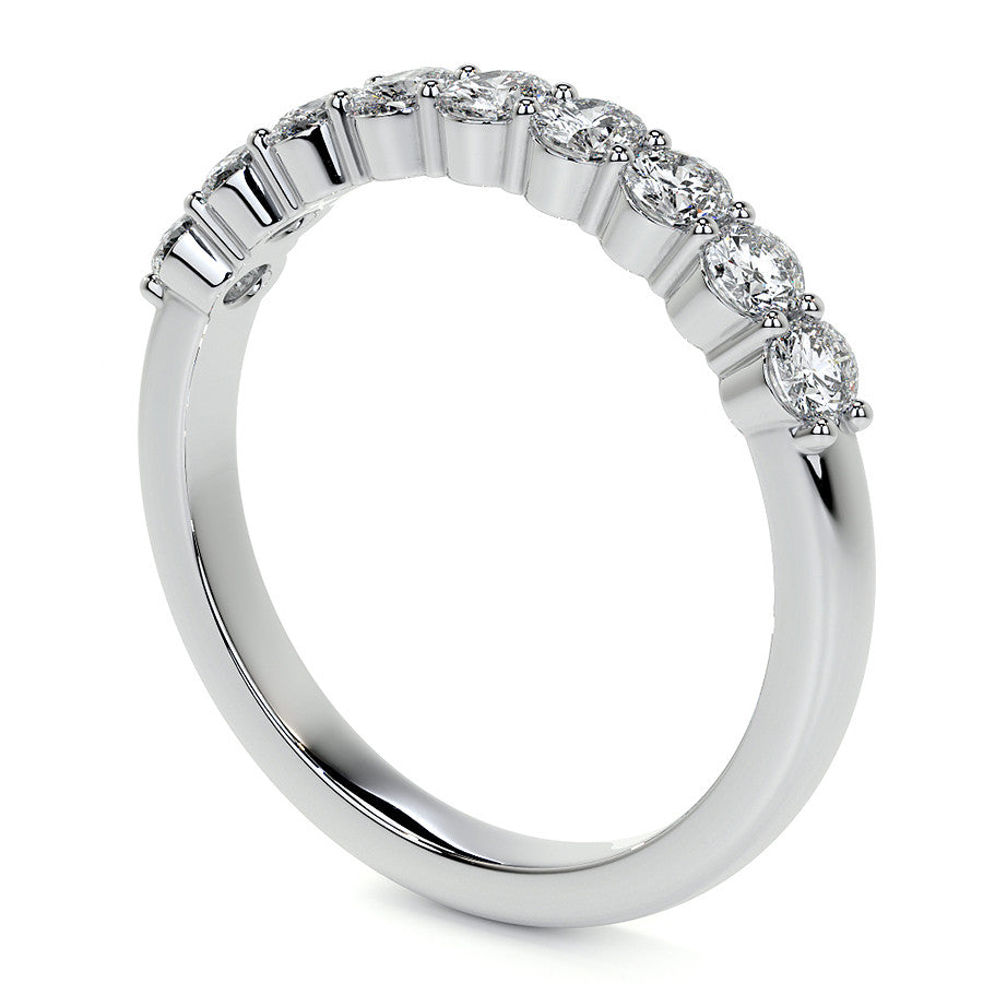 3x2.5mm 9-Stone Oval Shared Prong Moissanite Anniversary Band