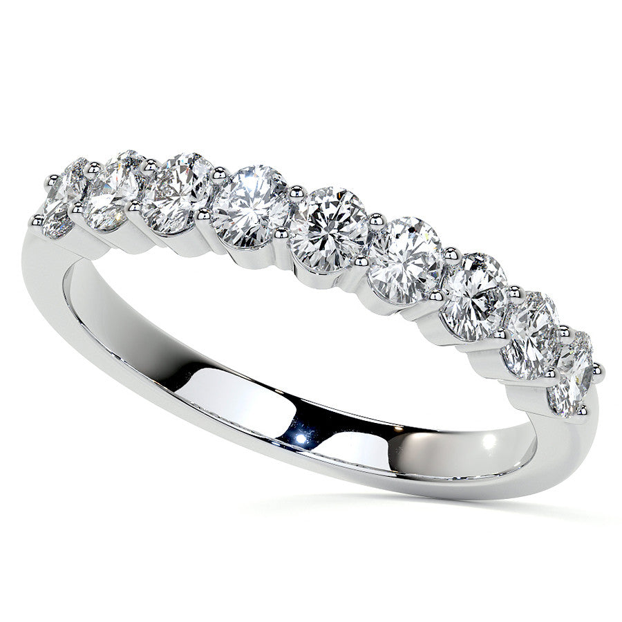3x2.5mm 9-Stone Oval Shared Prong Moissanite Anniversary Band