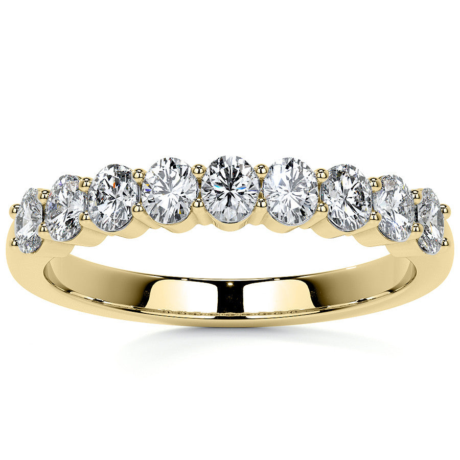 3x2.5mm 9-Stone Oval Shared Prong Moissanite Anniversary Band