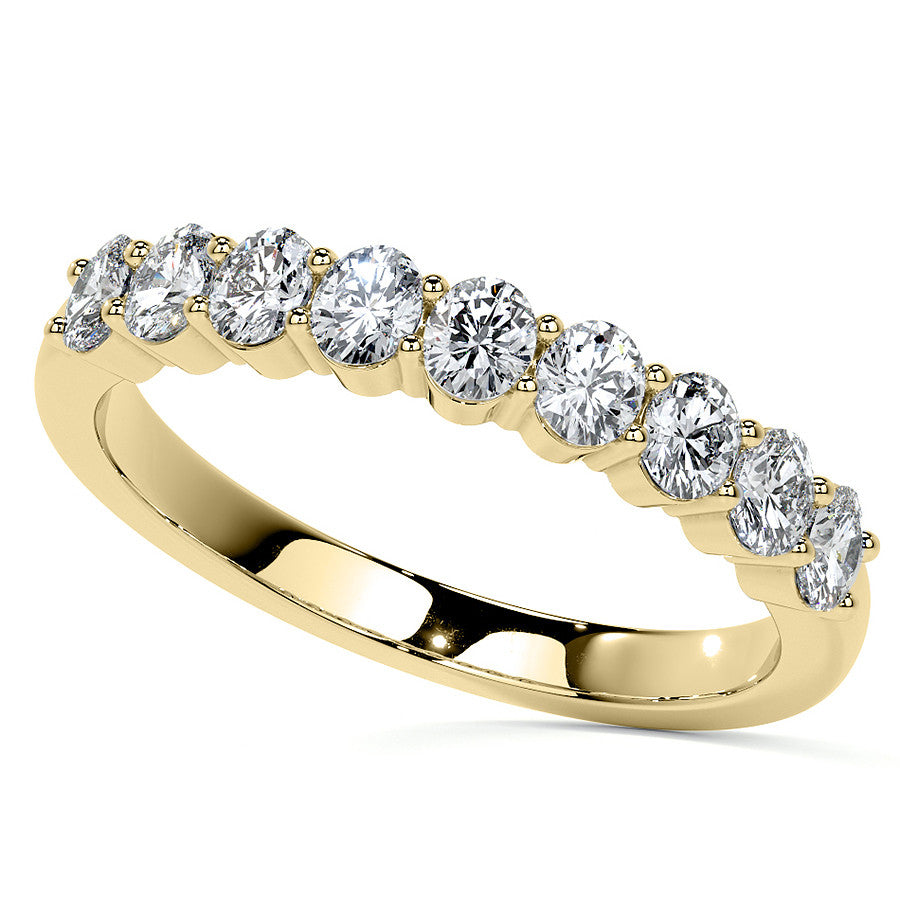 3x2.5mm 9-Stone Oval Shared Prong Moissanite Anniversary Band
