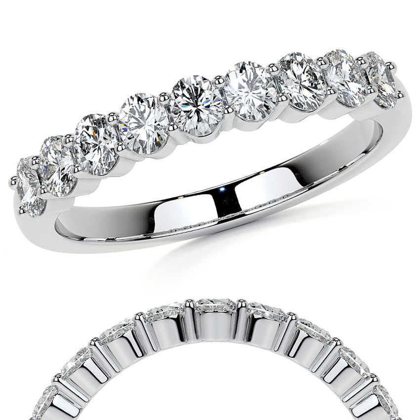 3x2.5mm 9-Stone Oval Shared Prong Moissanite Anniversary Band