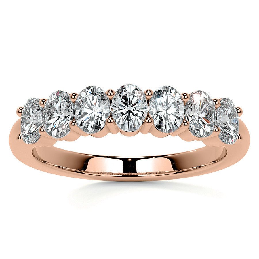 4x3mm 7-Stone Oval Shared Prong Moissanite Anniversary Band