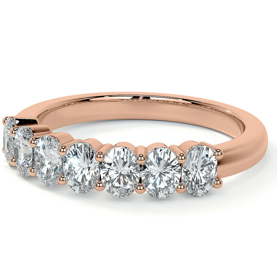 4x3mm 7-Stone Oval Shared Prong Moissanite Anniversary Band