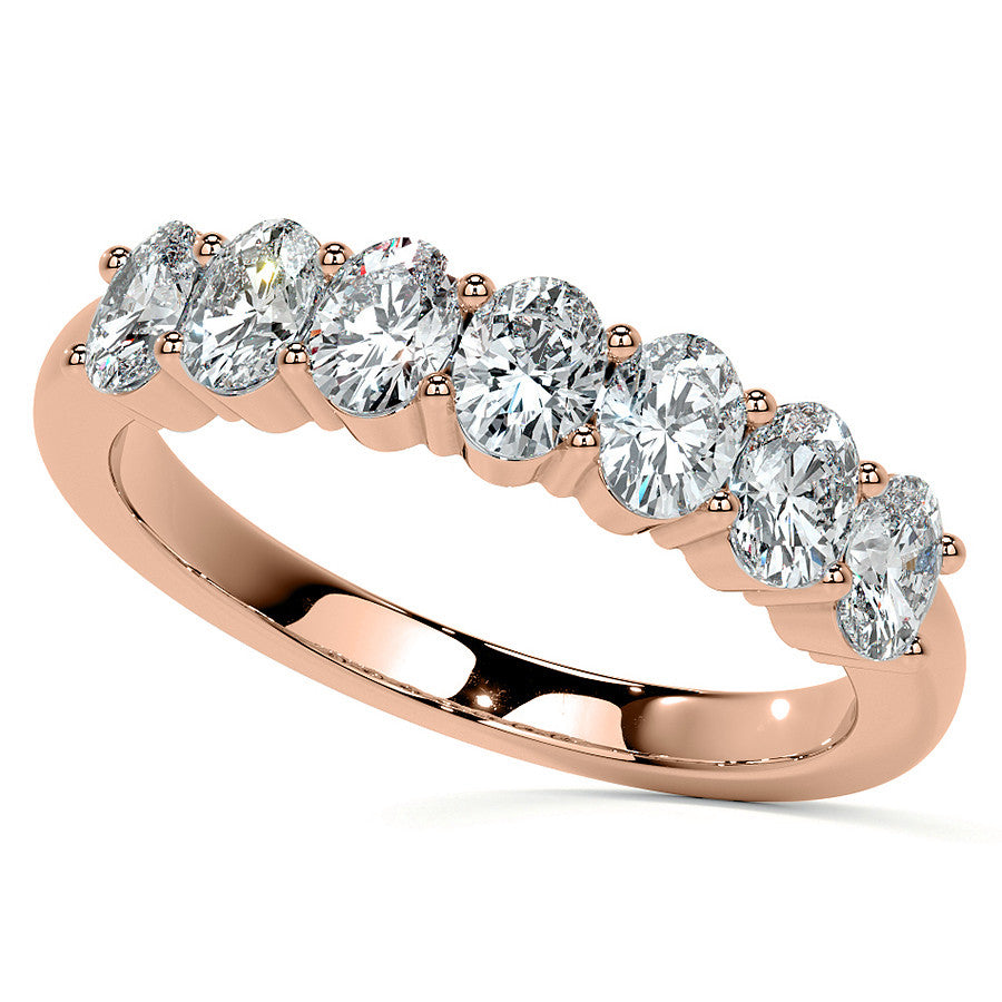 4x3mm 7-Stone Oval Shared Prong Moissanite Anniversary Band