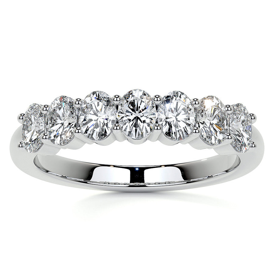 4x3mm 7-Stone Oval Shared Prong Moissanite Anniversary Band
