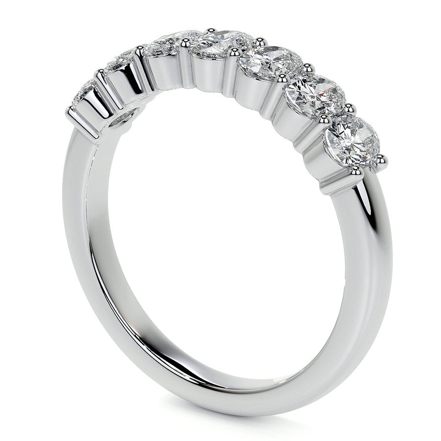 4x3mm 7-Stone Oval Shared Prong Moissanite Anniversary Band