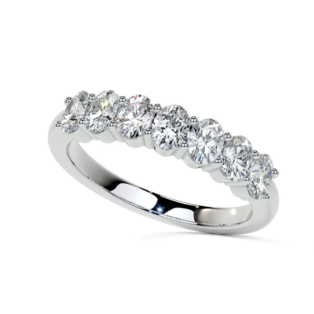 4x3mm 7-Stone Oval Shared Prong Moissanite Anniversary Band