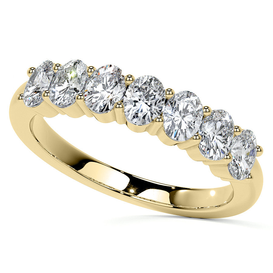 4x3mm 7-Stone Oval Shared Prong Moissanite Anniversary Band