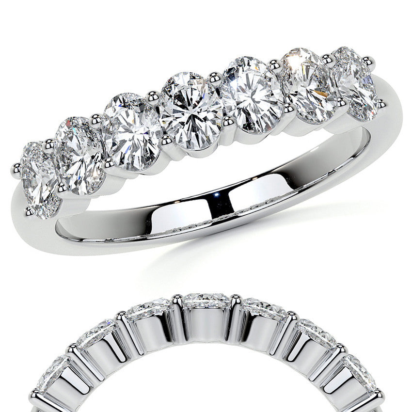 4x3mm 7-Stone Oval Shared Prong Moissanite Anniversary Band